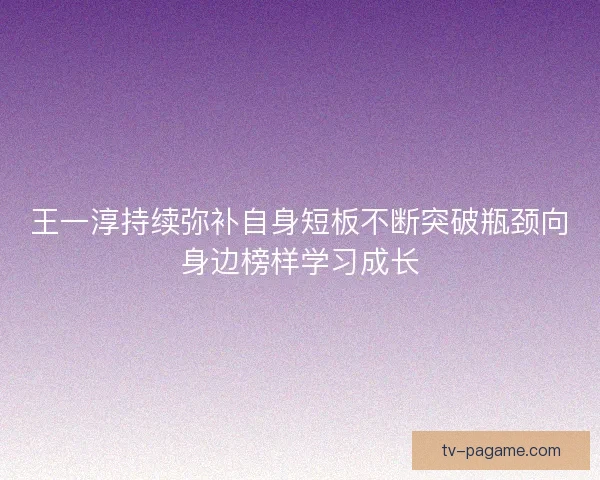 王一淳持续弥补自身短板不断突破瓶颈向身边榜样学习成长